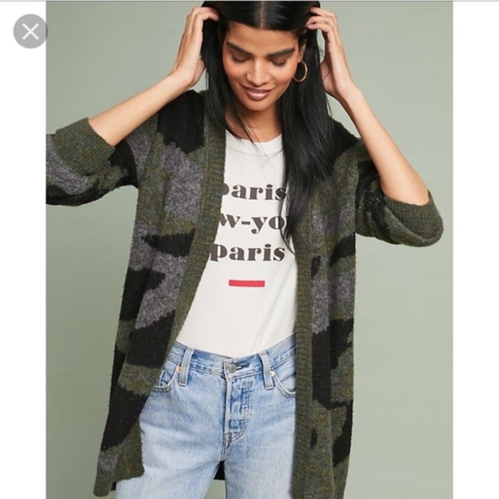 Anthropologie Camo Cardigan EUC!